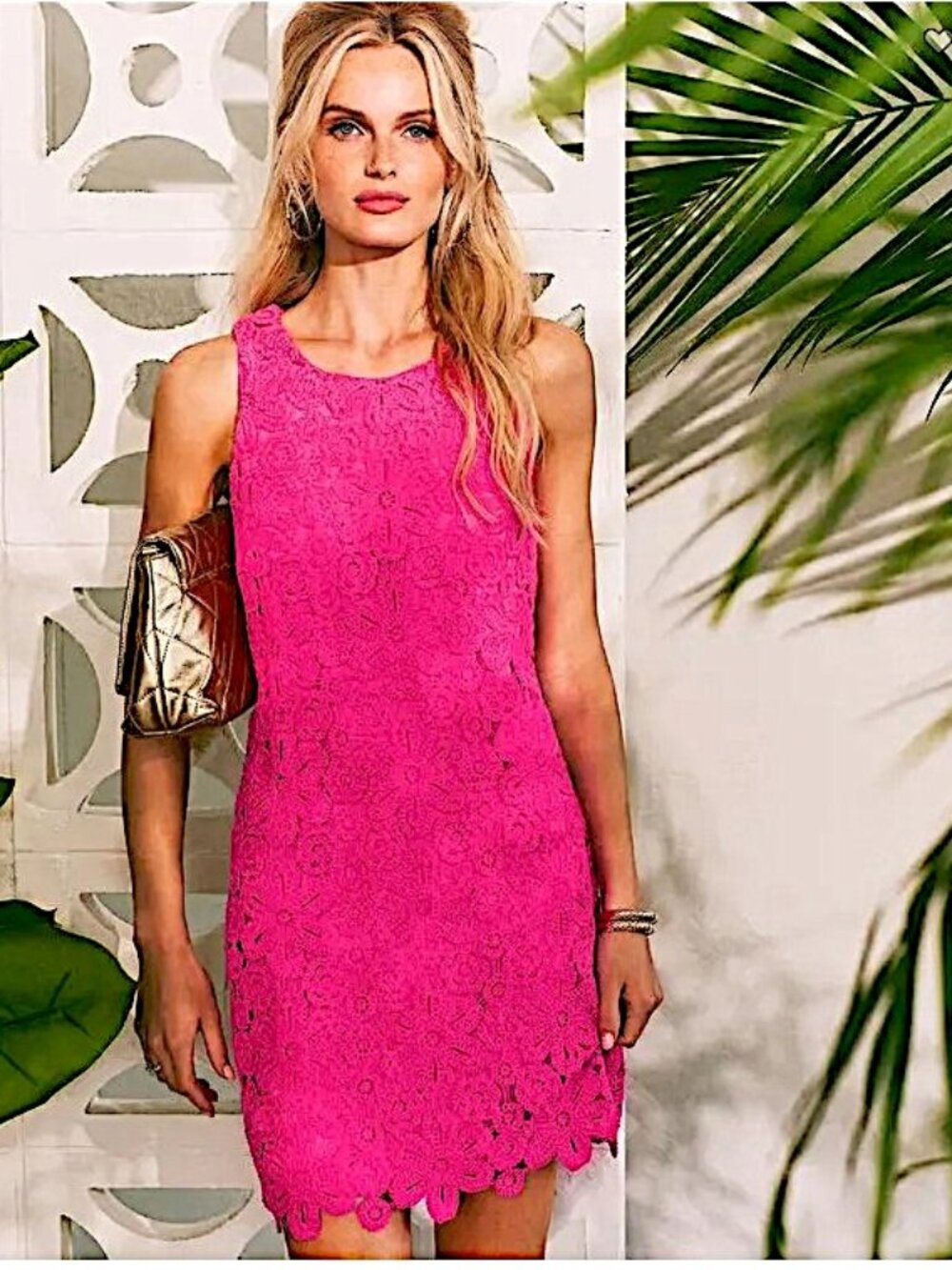Lilly Pulitzer Marquette Crochet Dress in Passion Fruit Pink NWT - Size X-Large